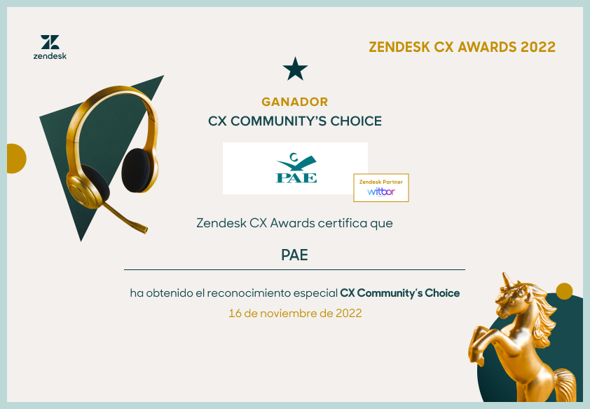 CX Awards 2022_Diploma_A4-GANADOR_CX COMMUNITY’S CHOICE_PAE PAE_Witbor_Caso_de_exito